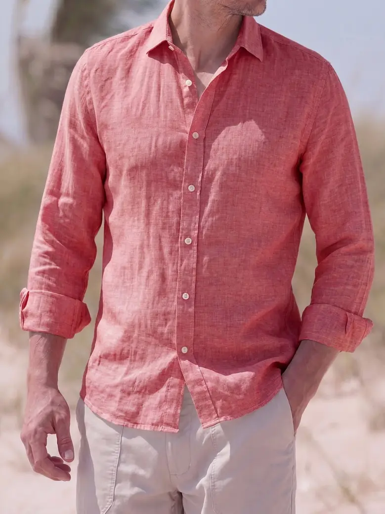 Easy-iron plain white poplin shirt