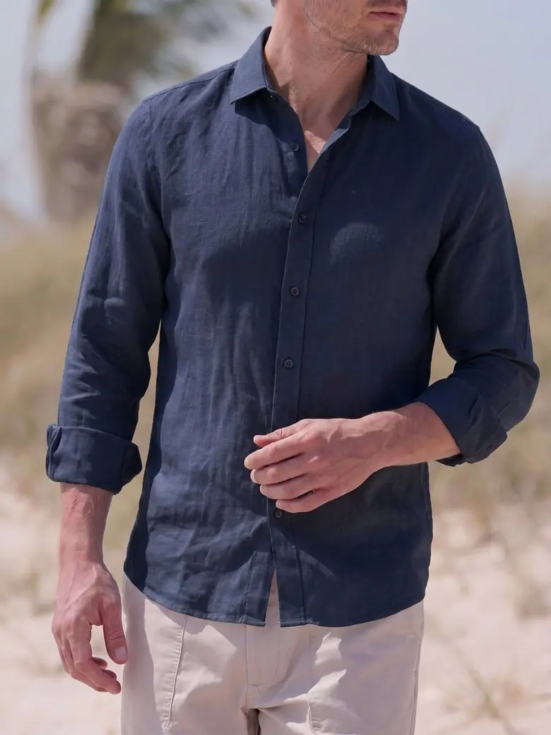 Easy-iron plain white poplin shirt