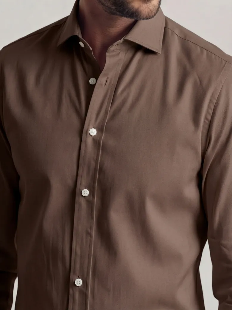 Easy-iron plain white poplin shirt