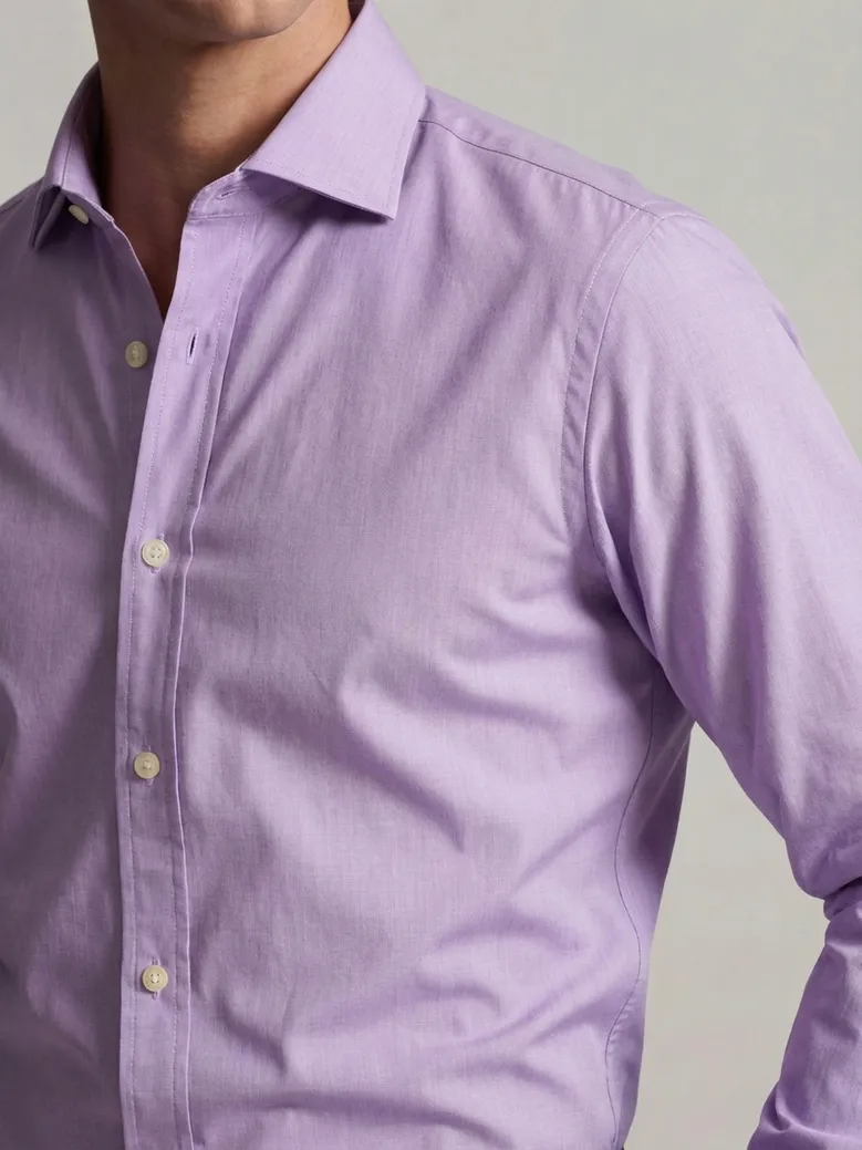 Easy-iron plain white poplin shirt