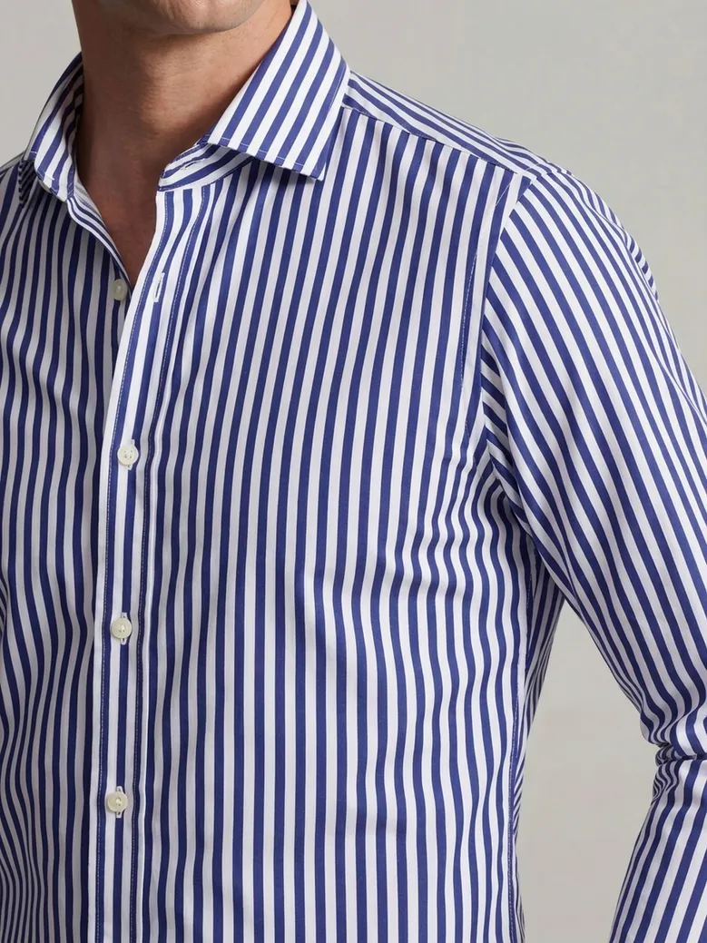 Easy-iron plain white poplin shirt