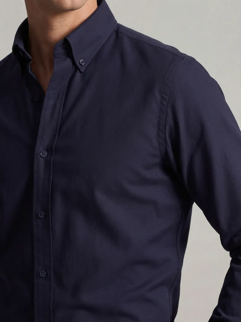 Easy-iron plain white poplin shirt