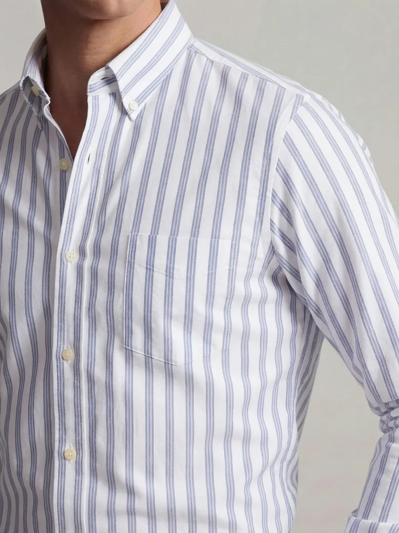 Easy-iron plain white poplin shirt