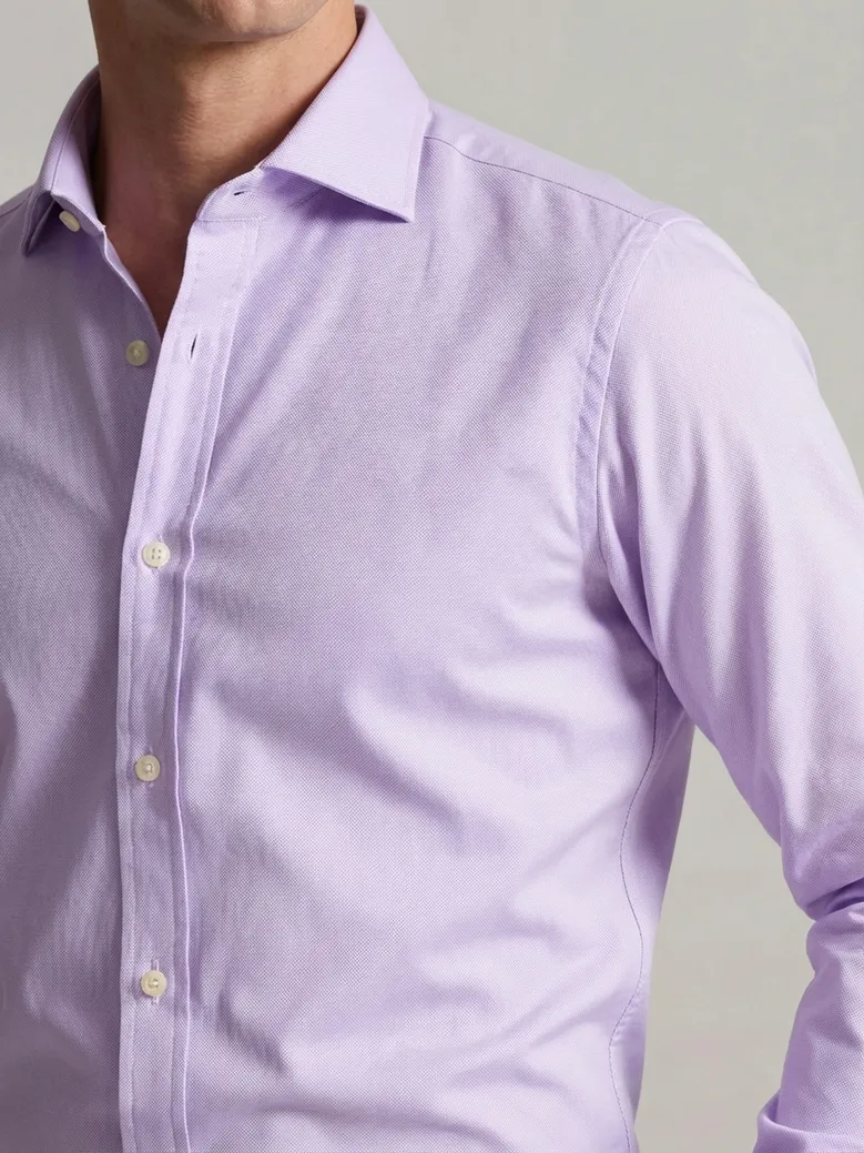 Easy-iron plain white poplin shirt