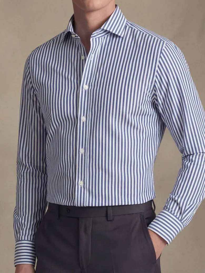 Easy-iron plain white poplin shirt