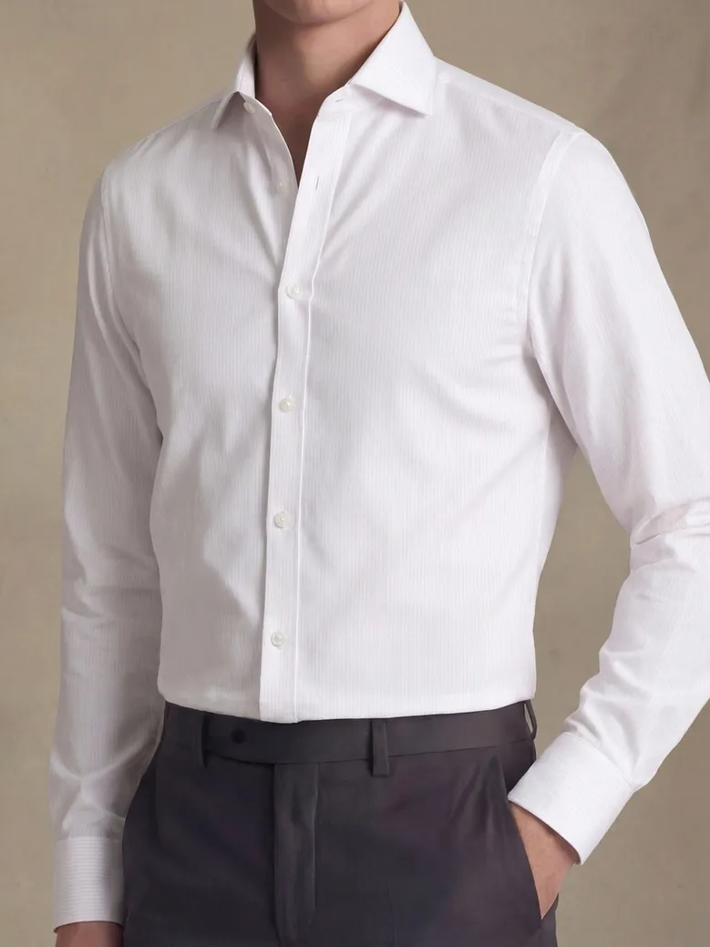 Easy-iron plain white poplin shirt