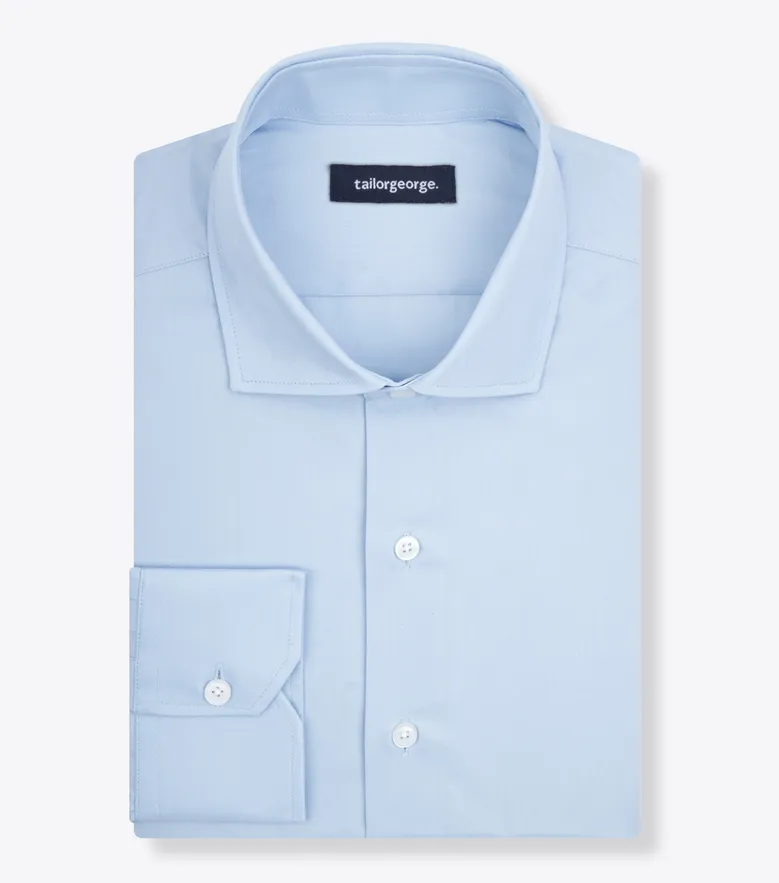 Easy-iron plain white poplin shirt