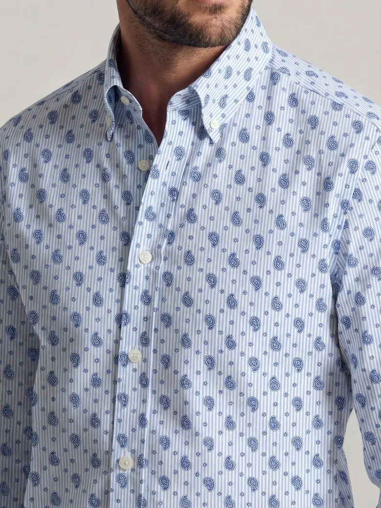 Easy-iron plain white poplin shirt