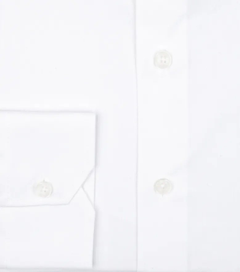 Easy-iron plain white poplin shirt