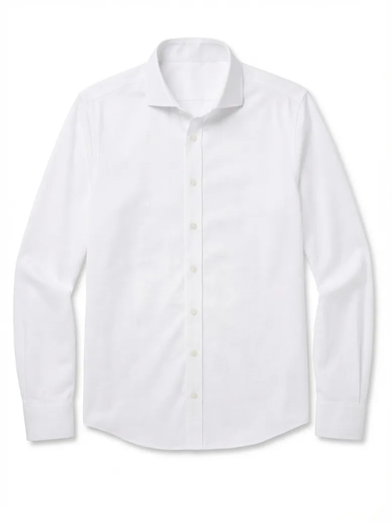 Easy-iron plain white poplin shirt
