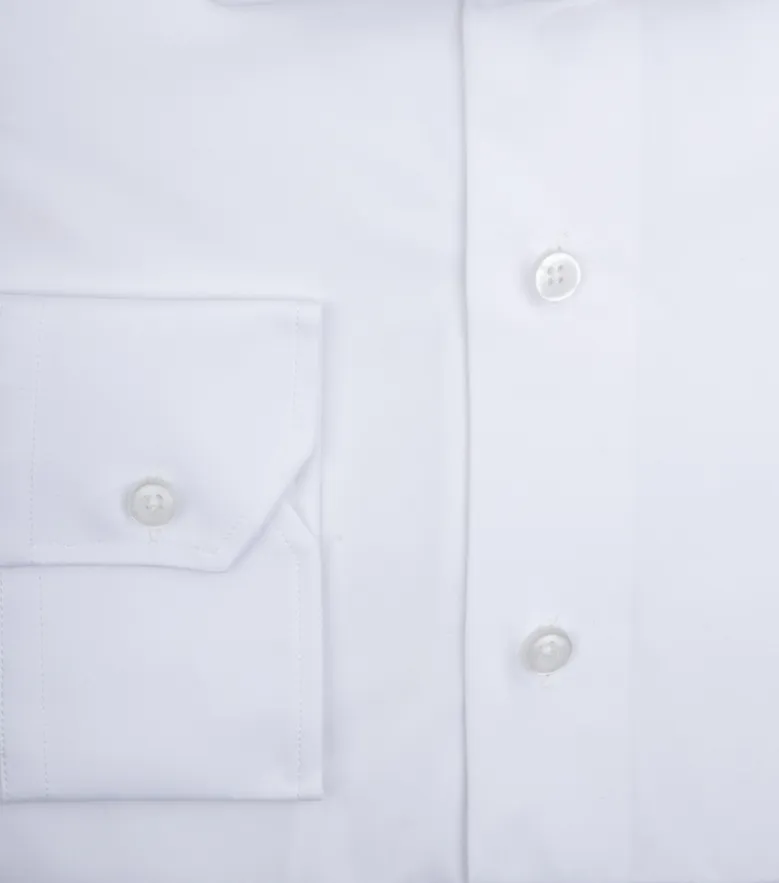 Easy-iron plain white poplin shirt