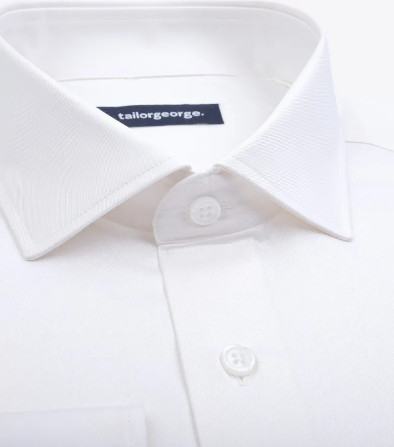 Easy-iron plain white poplin shirt