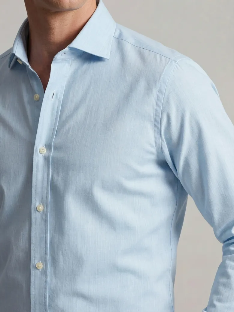 Easy-iron plain white poplin shirt