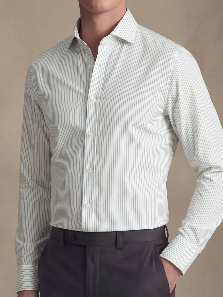 Easy-iron plain white poplin shirt