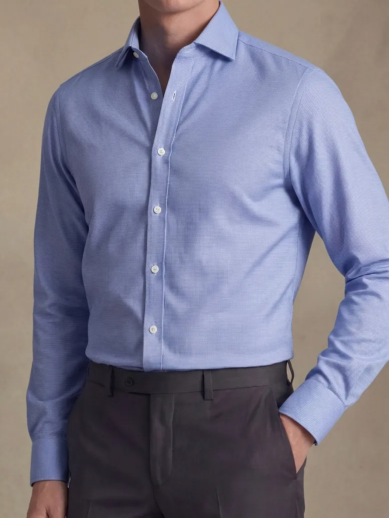 Easy-iron plain white poplin shirt
