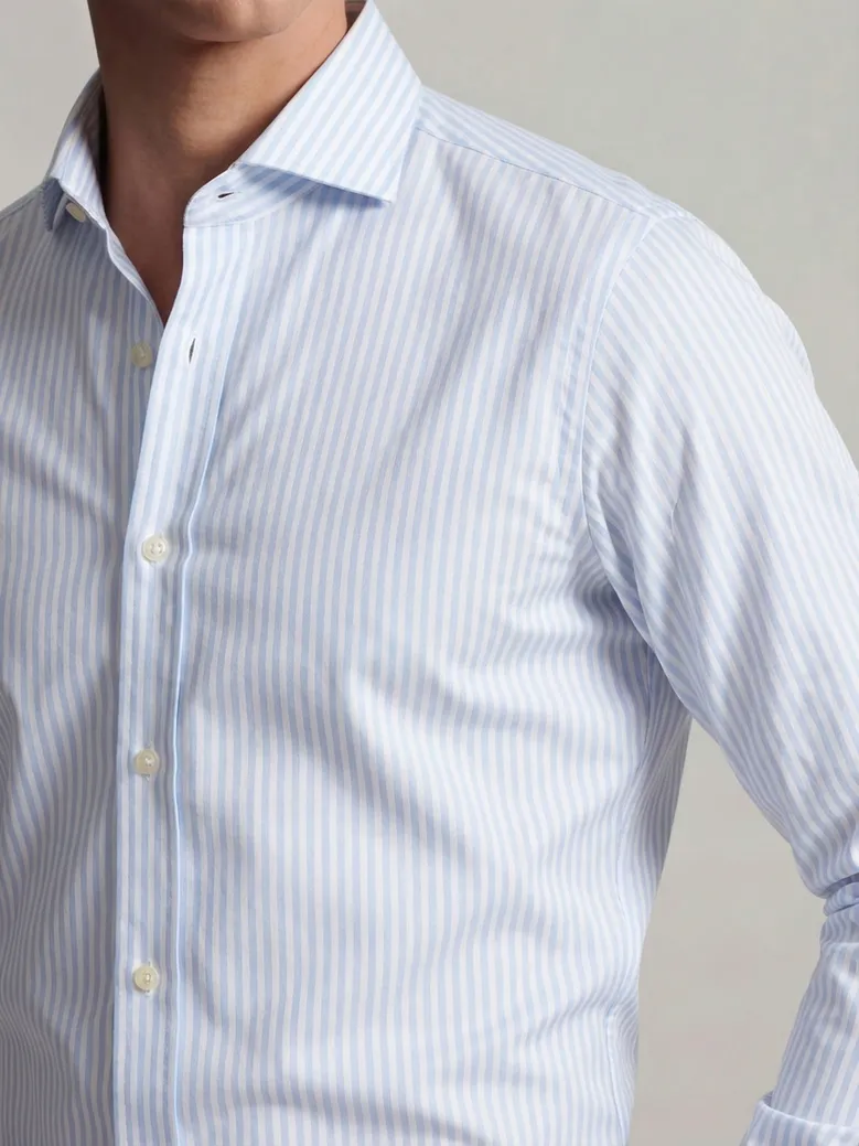 Easy-iron plain white poplin shirt