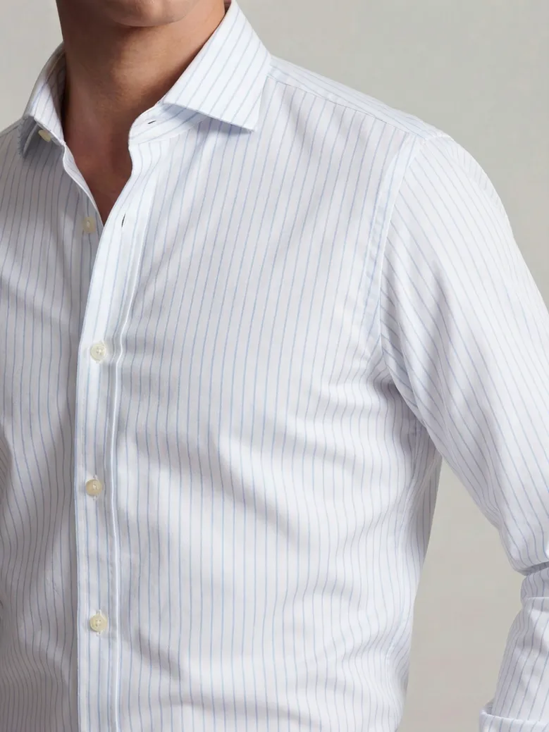 Easy-iron plain white poplin shirt