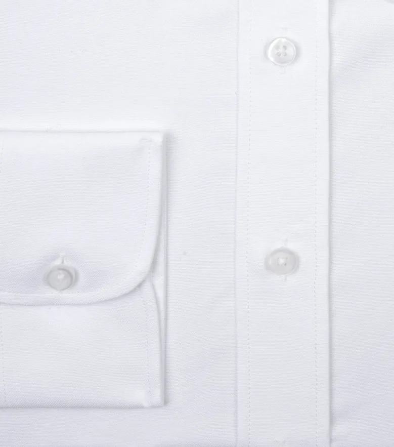Easy-iron plain white poplin shirt