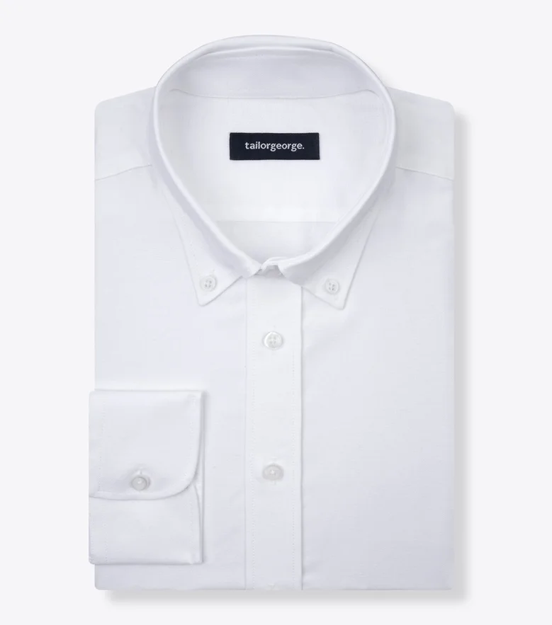 Easy-iron plain white poplin shirt