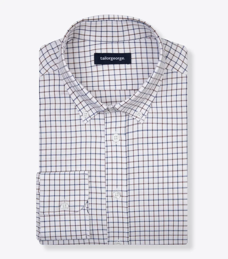 Easy-iron plain white poplin shirt