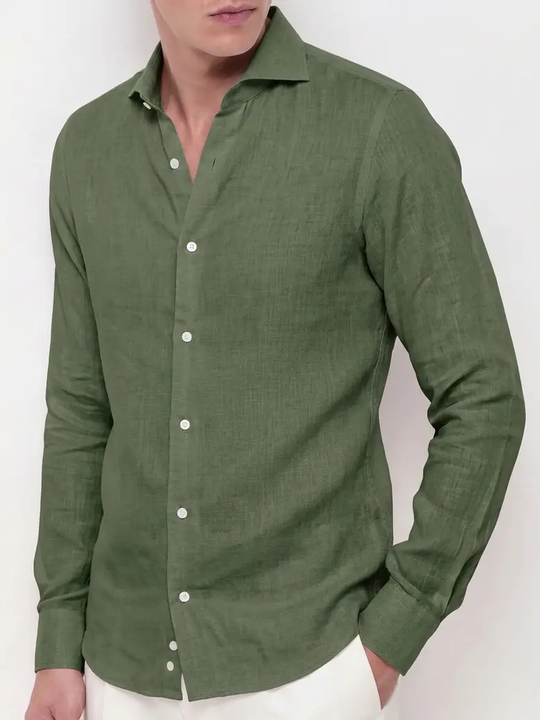 Easy-iron plain white poplin shirt