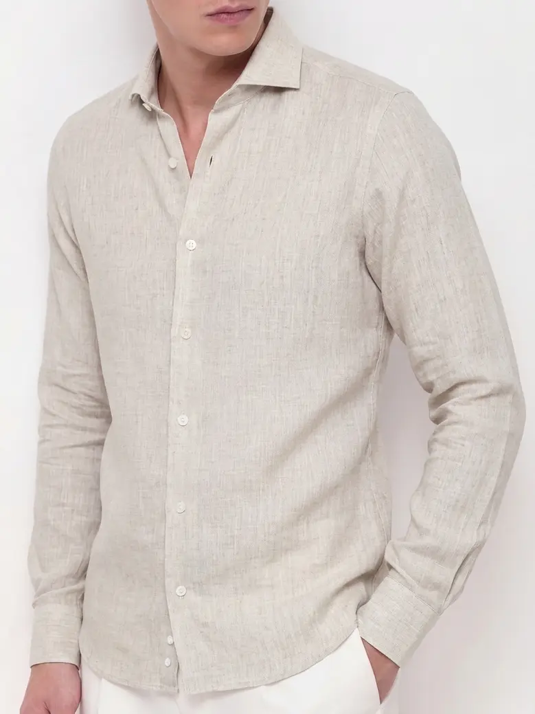 Easy-iron plain white poplin shirt