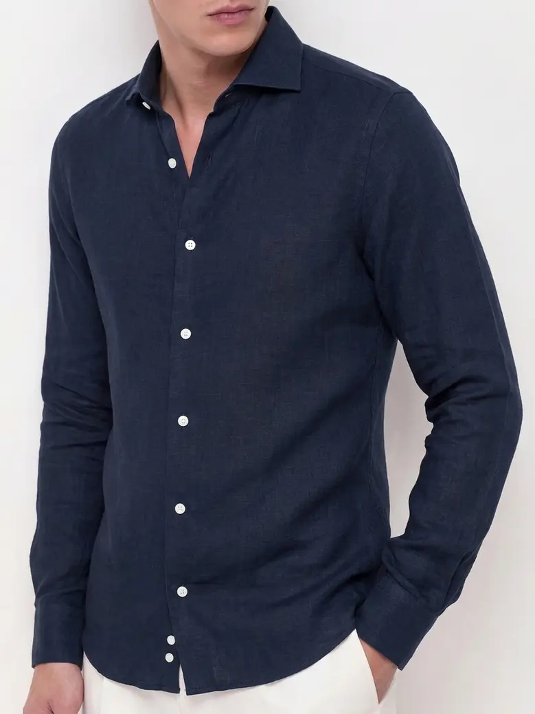 Easy-iron plain white poplin shirt