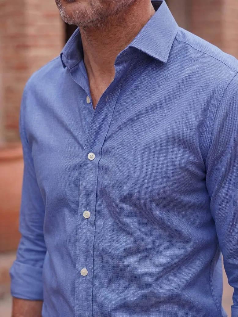 Easy-iron plain white poplin shirt