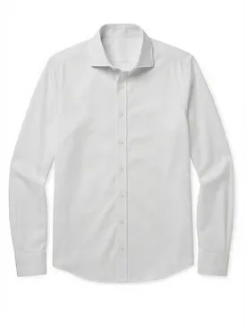 Easy-iron pearl grey plain twill shirt