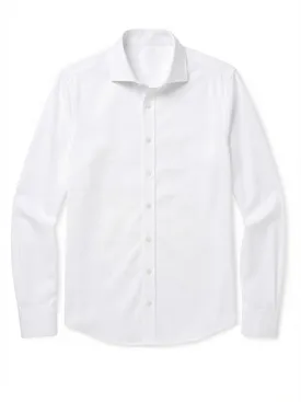 Easy-iron plain white poplin shirt