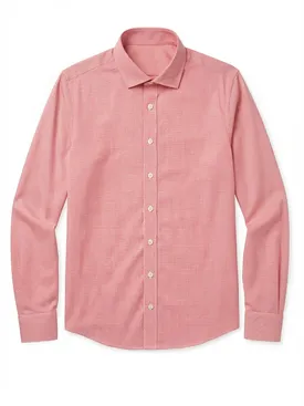 Easy-iron bright red checked twill shirt
