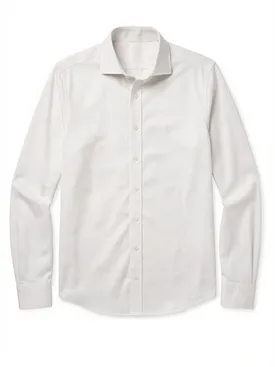 Easy-iron plain beige twill shirt