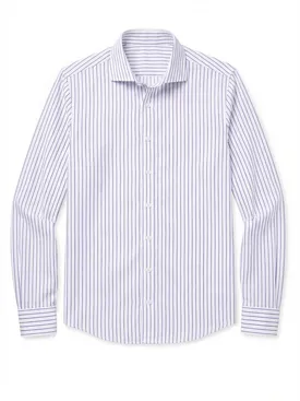 Purple striped poplin shirt