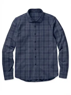 Blue Scottish plaid twill shirt