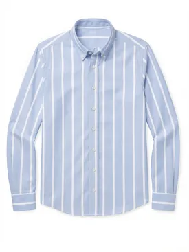 Heavyweight American Oxford shirt with sky blue stripes