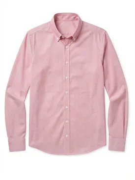 Plain thick American Oxford shirt in coral red