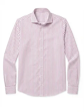 Burgundy red striped end-on-end shirt