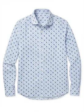 Blue printed poplin shirt