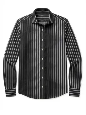 Anthracite gray striped poplin shirt