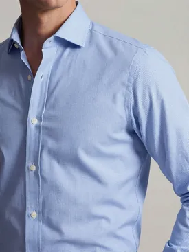 Blue printed stretch poplin shirt