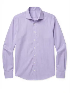 Plain purple easy-iron end-on-end shirt