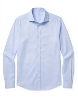 Plain sky blue wrinkle-free twill shirt