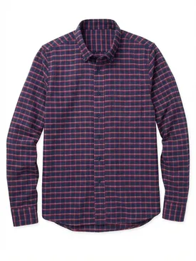 Navy blue thick flannel shirt with red checks