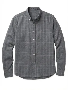 Flannel shirt with large gray checks