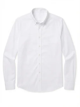Luxury white solid double-twisted poplin shirt