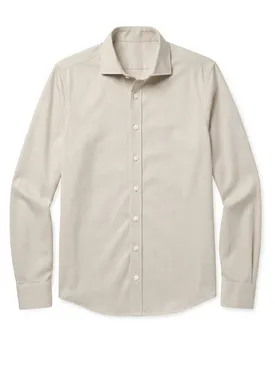 Solid Beige Twill Shirt